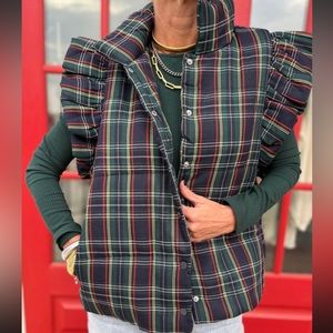 Entro Bradley Navy Plaid Puffer Vest